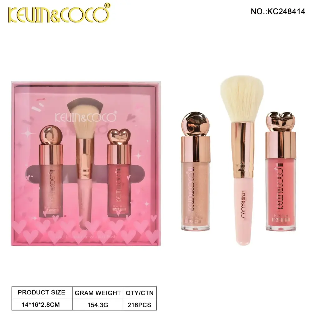 Kit Iluminador / Brocha / Rubor Kevin&Coco Ref KC248414