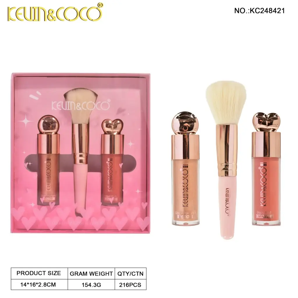 Kit Iluminador / Brocha / Rubor Kevin&Coco Ref KC248421