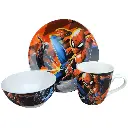 Vajilla Ceramica Hombre Araña Negro + Obsequio Llavero