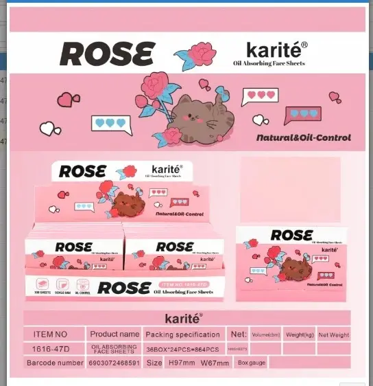 Papel Absorbente de Grasa Rosas Ref 1616-47D