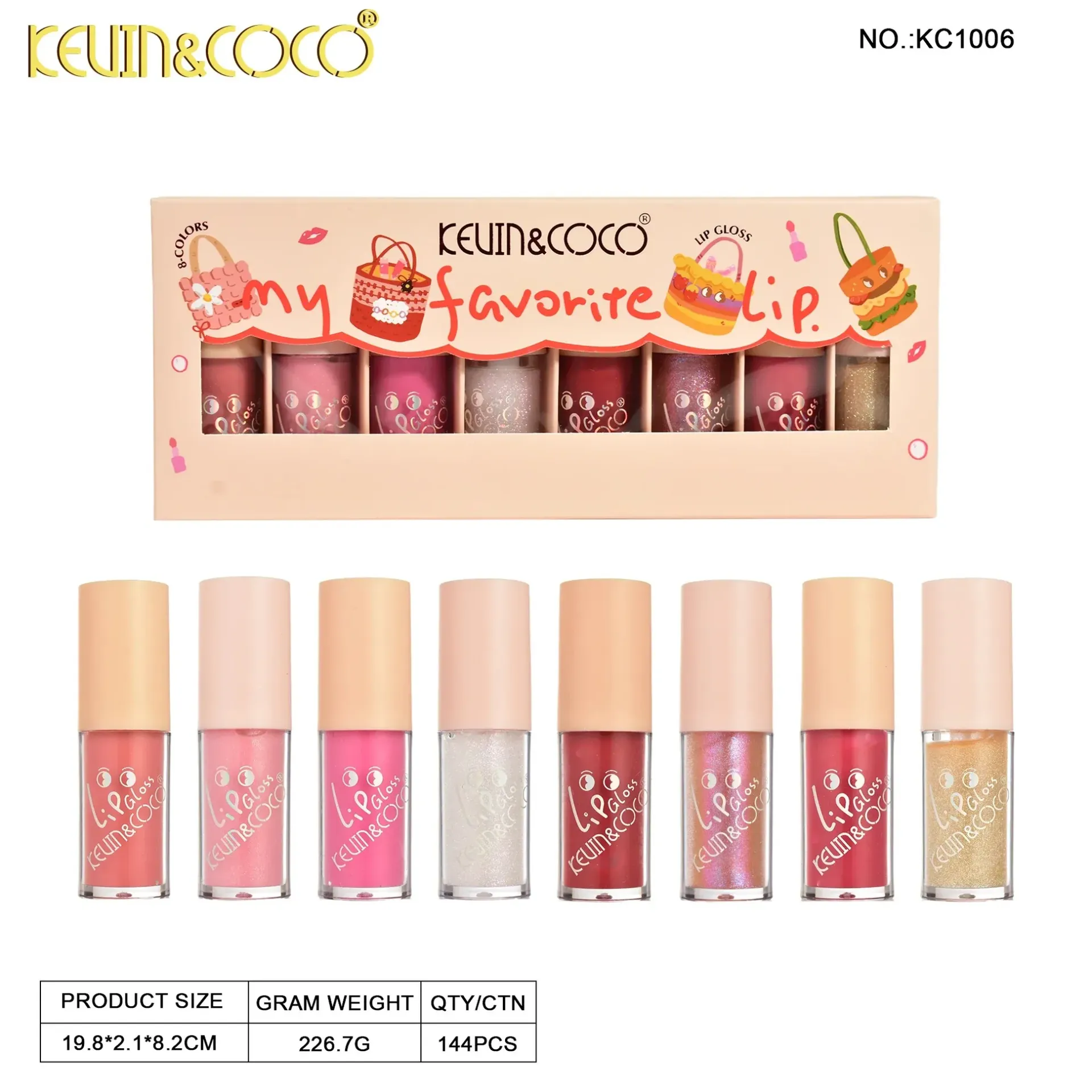 Kit x8 Labiales Kevin & Coco Ref KC1006