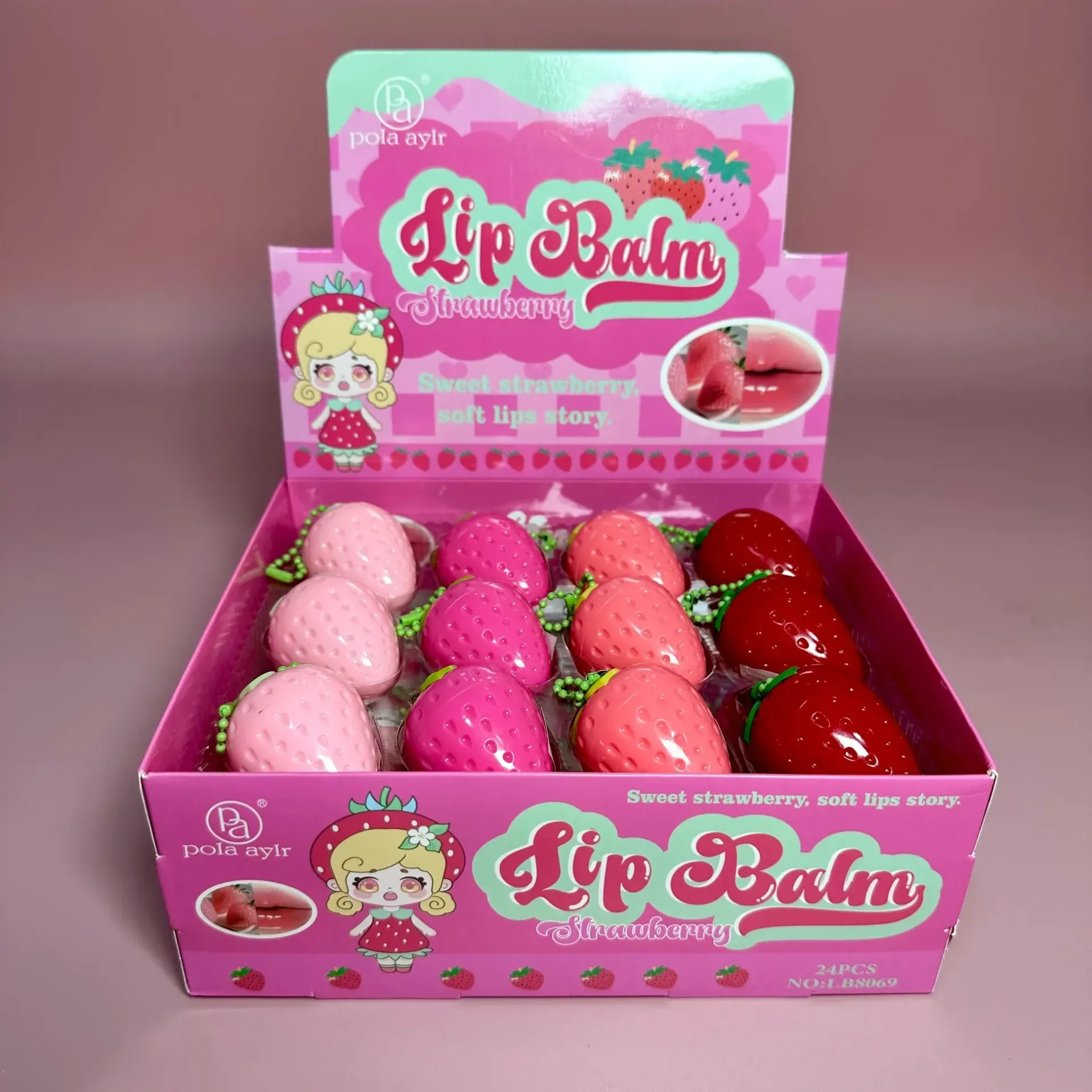 Brillo De Labios Hidratante Fresa Con Llavero Ref LB8069