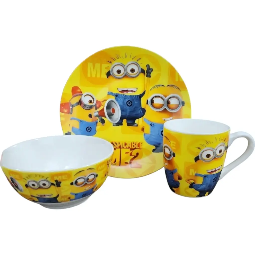 Vajilla Ceramica Minions+ Obsequio Llavero