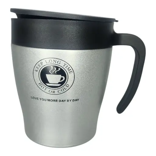 Mug Metalico Con Tapa Y Cuchara Colores Surtidos  Ref 1876