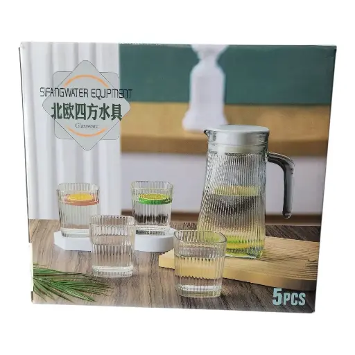 Set Jarra + 4 Vasos Vidrio Ref SFSJ