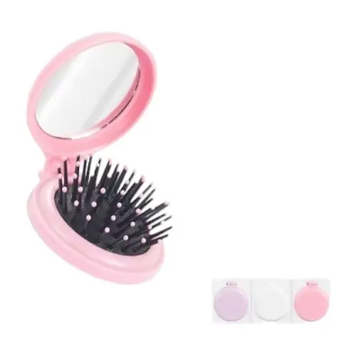 Cepillo Para Cabello Con Espejo Viajero Colores Surtidos Ref JF-8594